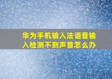 华为手机输入法语音输入检测不到声音怎么办