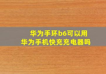 华为手环b6可以用华为手机快充充电器吗