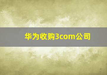 华为收购3com公司