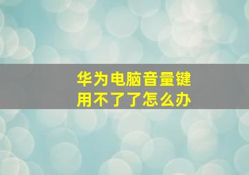 华为电脑音量键用不了了怎么办