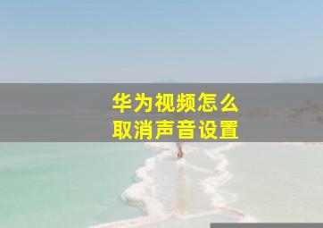 华为视频怎么取消声音设置