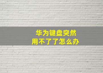 华为键盘突然用不了了怎么办