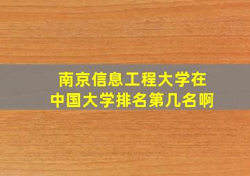 南京信息工程大学在中国大学排名第几名啊