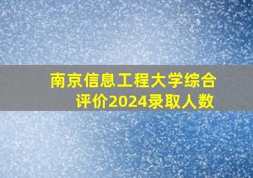 南京信息工程大学综合评价2024录取人数