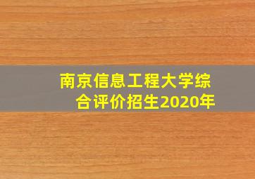 南京信息工程大学综合评价招生2020年