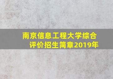 南京信息工程大学综合评价招生简章2019年