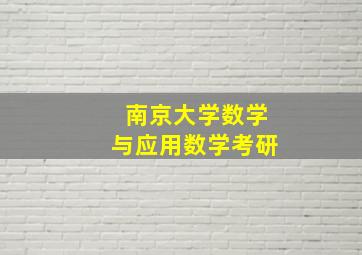 南京大学数学与应用数学考研