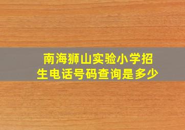 南海狮山实验小学招生电话号码查询是多少