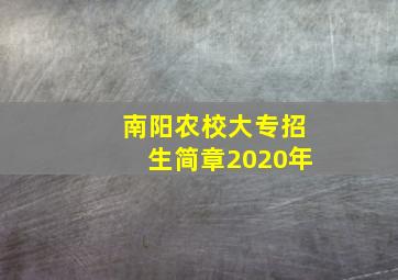 南阳农校大专招生简章2020年