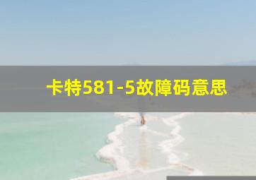 卡特581-5故障码意思