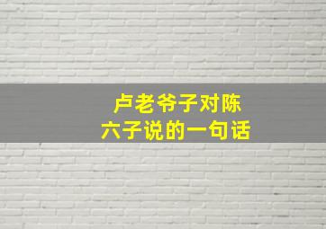 卢老爷子对陈六子说的一句话