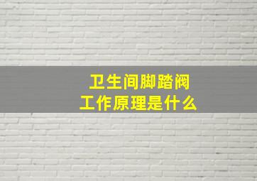 卫生间脚踏阀工作原理是什么