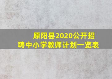 原阳县2020公开招聘中小学教师计划一览表