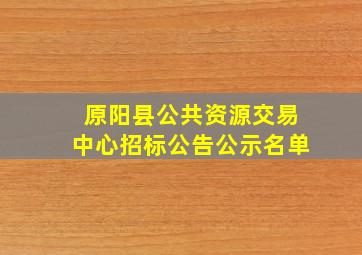 原阳县公共资源交易中心招标公告公示名单