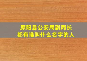 原阳县公安局副局长都有谁叫什么名字的人