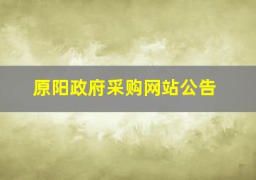 原阳政府采购网站公告