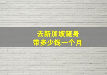 去新加坡随身带多少钱一个月