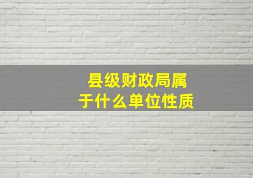 县级财政局属于什么单位性质