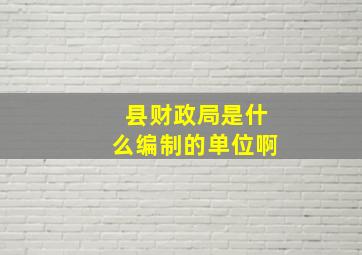 县财政局是什么编制的单位啊