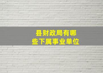 县财政局有哪些下属事业单位