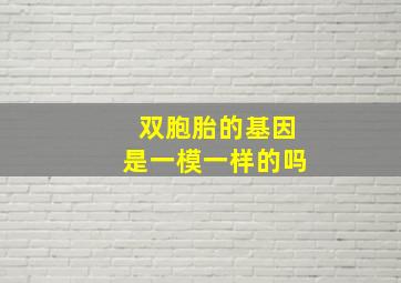 双胞胎的基因是一模一样的吗