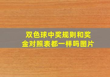 双色球中奖规则和奖金对照表都一样吗图片