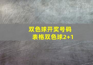 双色球开奖号码表格双色球2+1