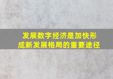 发展数字经济是加快形成新发展格局的重要途径