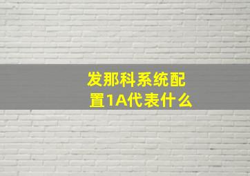 发那科系统配置1A代表什么