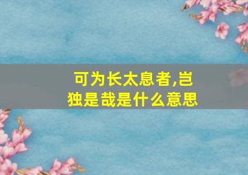 可为长太息者,岂独是哉是什么意思