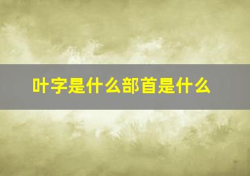 叶字是什么部首是什么