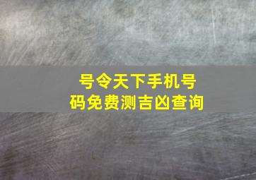 号令天下手机号码免费测吉凶查询