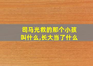 司马光救的那个小孩叫什么,长大当了什么