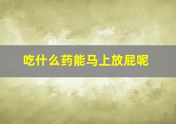 吃什么药能马上放屁呢