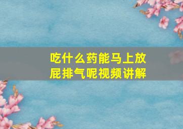 吃什么药能马上放屁排气呢视频讲解