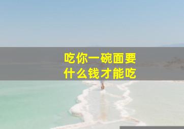 吃你一碗面要什么钱才能吃