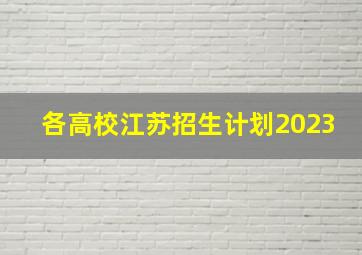 各高校江苏招生计划2023