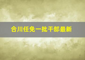 合川任免一批干部最新