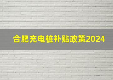 合肥充电桩补贴政策2024