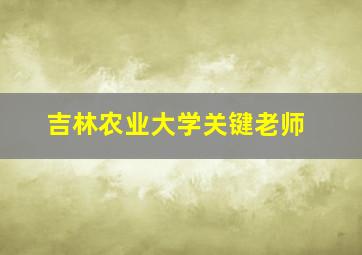 吉林农业大学关键老师