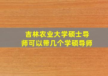 吉林农业大学硕士导师可以带几个学硕导师