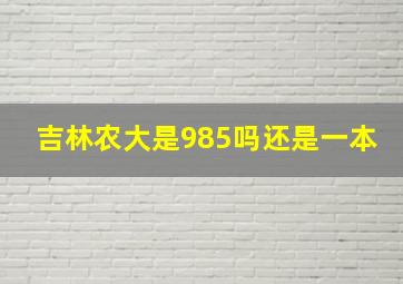 吉林农大是985吗还是一本