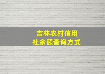 吉林农村信用社余额查询方式