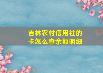 吉林农村信用社的卡怎么查余额明细