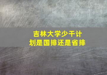 吉林大学少干计划是国排还是省排