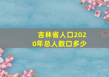 吉林省人口2020年总人数口多少