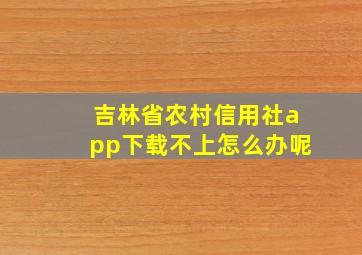 吉林省农村信用社app下载不上怎么办呢