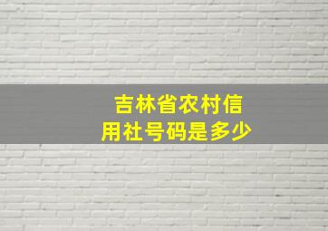 吉林省农村信用社号码是多少