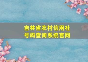 吉林省农村信用社号码查询系统官网