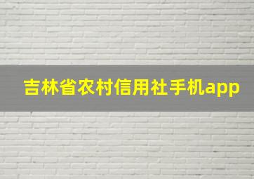 吉林省农村信用社手机app